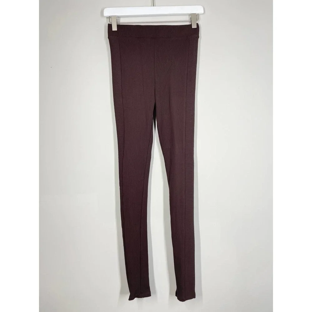 NWT NAKED WARDROBE Snatched To The Side Leggings Brown M - Picture 3 of 9